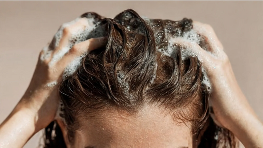 Close-up of scalp and hair illustrating the scalp microbiome