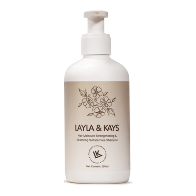 Layla & Kays Strength & Restore Shampoo, sulphate-free shampoo bottle for curly and textured hair